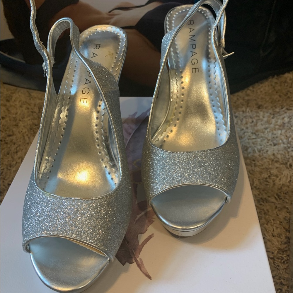 Silver sling backs